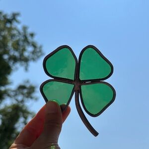 Vintage Four-Leaf Clover Stained Glass Sun Catcher